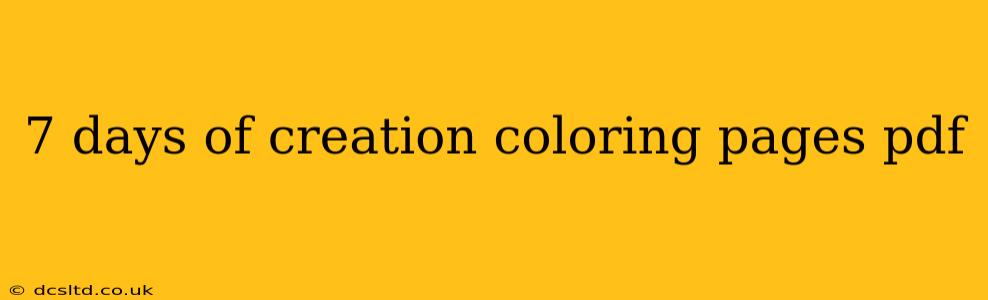 7 days of creation coloring pages pdf