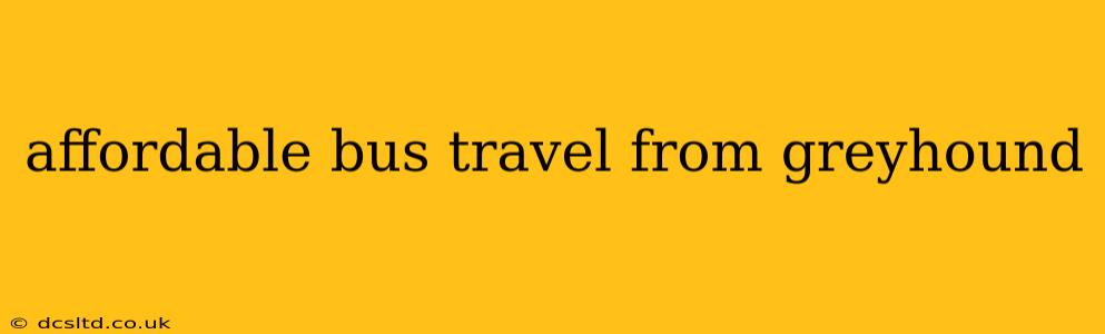 affordable bus travel from greyhound