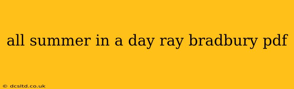 all summer in a day ray bradbury pdf