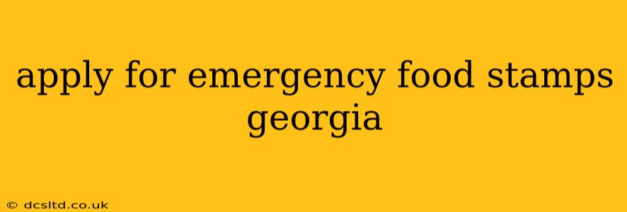 apply for emergency food stamps georgia