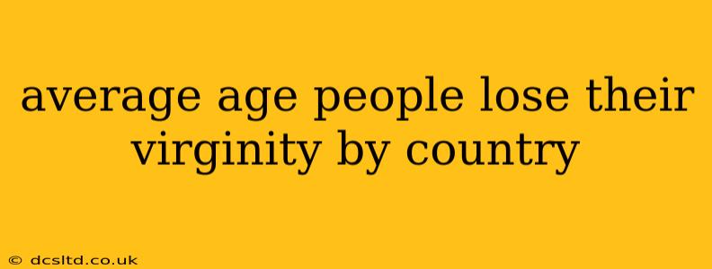 average age people lose their virginity by country