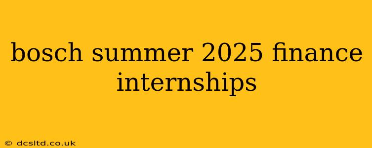 bosch summer 2025 finance internships