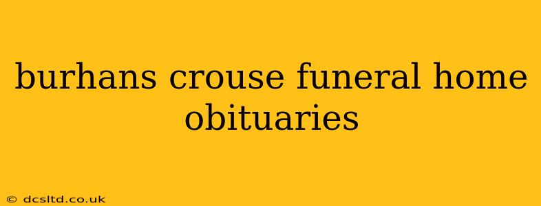burhans crouse funeral home obituaries