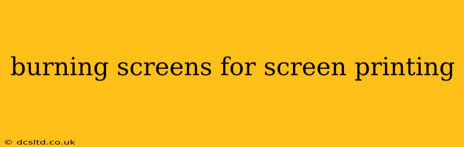 burning screens for screen printing