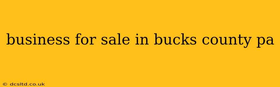 business for sale in bucks county pa