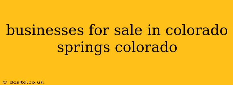 businesses for sale in colorado springs colorado