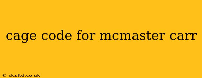 cage code for mcmaster carr
