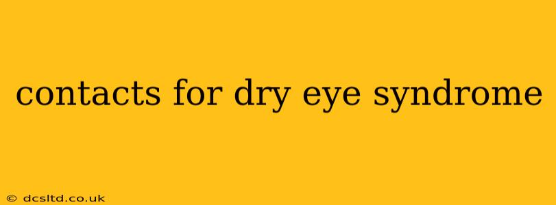 contacts for dry eye syndrome
