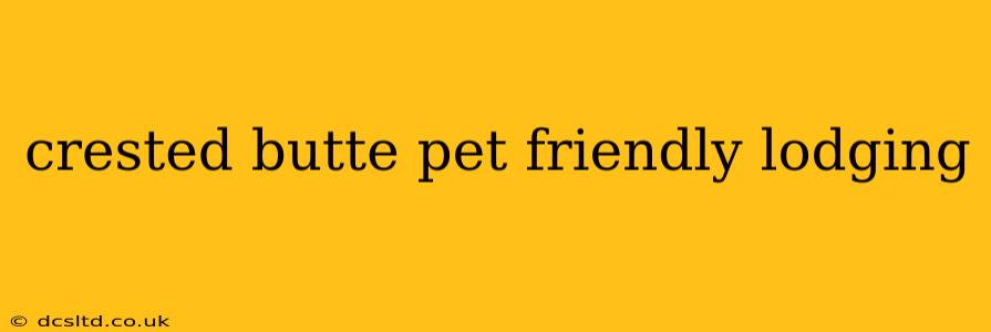 crested butte pet friendly lodging