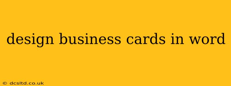 design business cards in word
