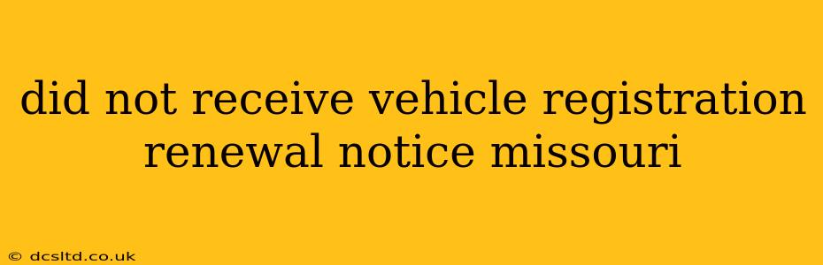 did not receive vehicle registration renewal notice missouri