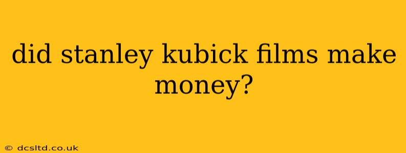 did stanley kubick films make money?