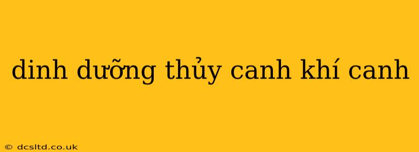dinh dưỡng thủy canh khí canh