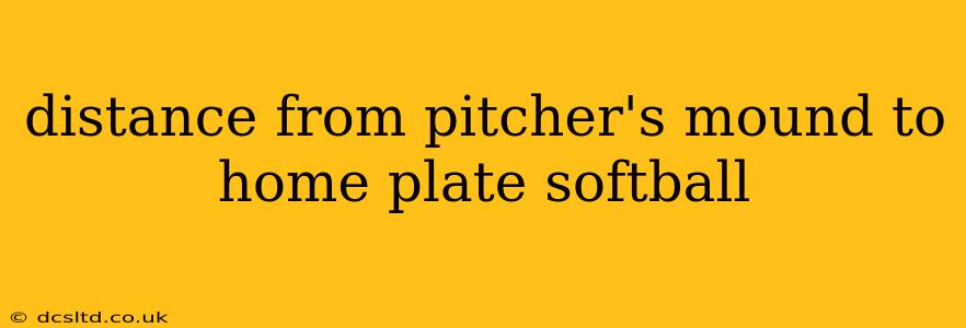 distance from pitcher's mound to home plate softball
