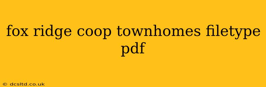 fox ridge coop townhomes filetype pdf