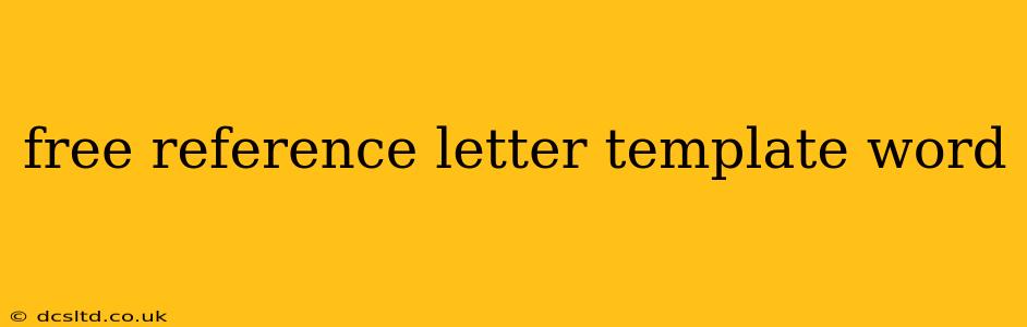 free reference letter template word