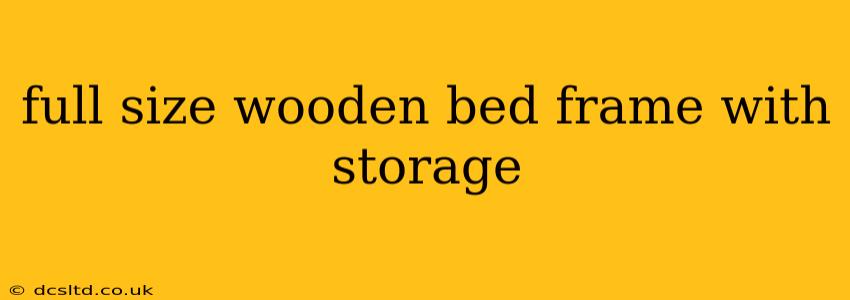 full size wooden bed frame with storage