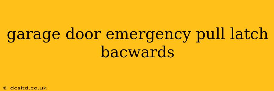 garage door emergency pull latch bacwards