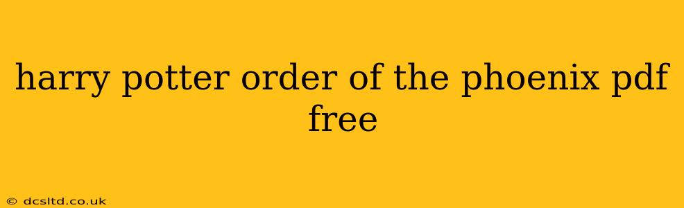 harry potter order of the phoenix pdf free