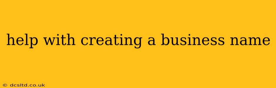 help with creating a business name