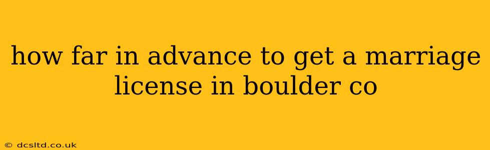 how far in advance to get a marriage license in boulder co