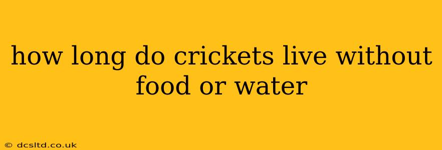 how long do crickets live without food or water