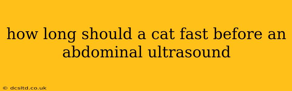 how long should a cat fast before an abdominal ultrasound