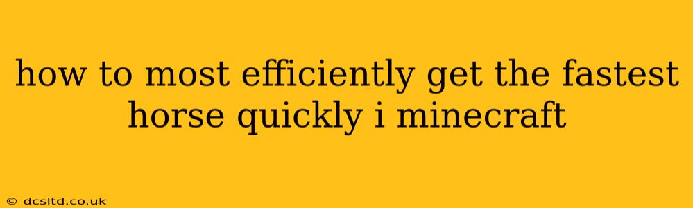 how to most efficiently get the fastest horse quickly i minecraft