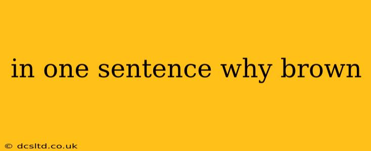 in one sentence why brown in one sentence why brown