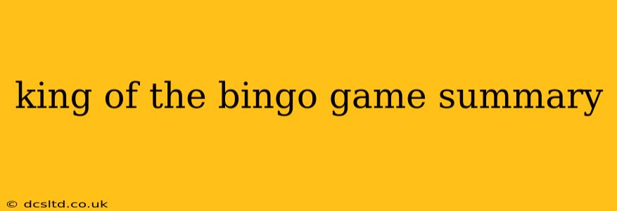 king of the bingo game summary