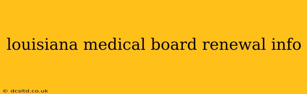 louisiana medical board renewal info