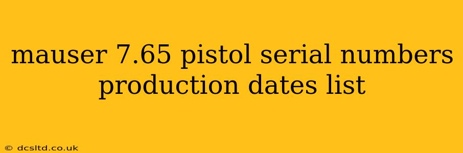 mauser 7.65 pistol serial numbers production dates list