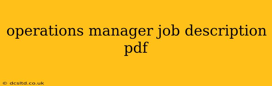 operations manager job description pdf