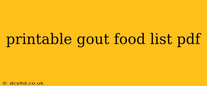 printable gout food list pdf