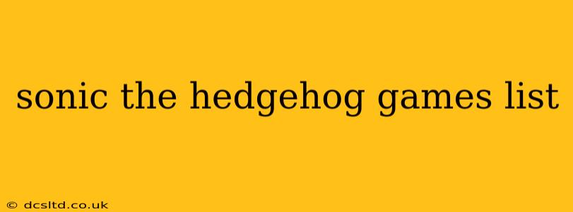 sonic the hedgehog games list
