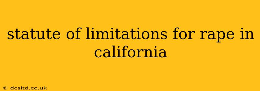 statute of limitations for rape in california