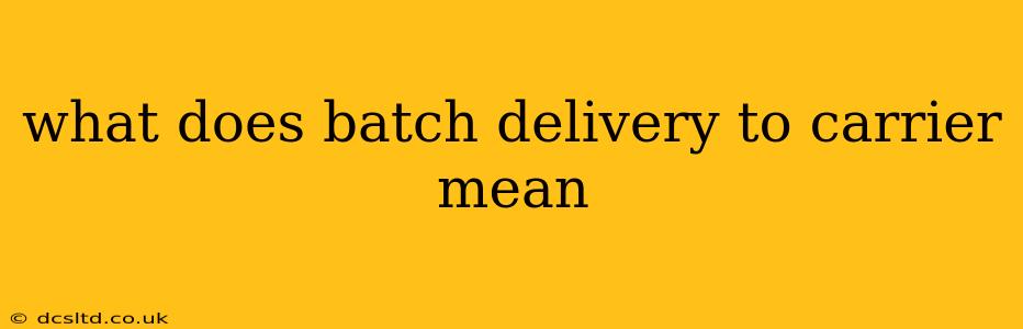 what does batch delivery to carrier mean
