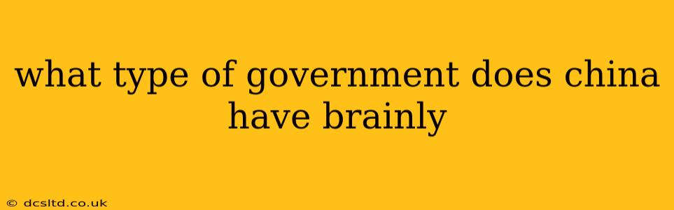 what type of government does china have brainly