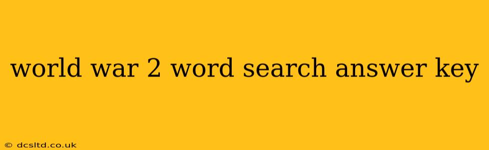 world war 2 word search answer key
